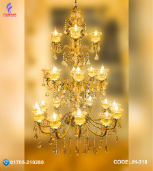 Antique Brass  Candle Chandelier Lamp ( 24 Point,Duplex) ,E-14 holder JH-318