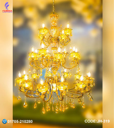 Antique Brass Duplex Candle Chandelier Lamp ( 24 Point) E-14 holder JH-319