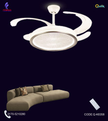 Qulik 48" Modern Chandelier Retractable Invisible Blade Silent 3 Color Change LED Remote Ceiling Fan (White) | Q-K6358