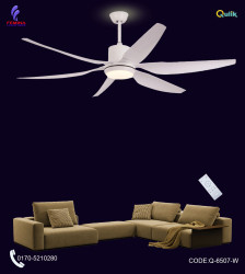 Qulik Silex 66"- Modern Decorative Silent ABS Blade Under light with Remote Ceiling Fan (White) Q-6507-W