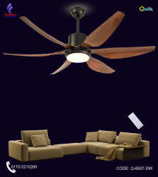 Qulik Silex 66"- Modern Decorative Silent ABS Blade Under light with Remote Ceiling Fan (Dark Wood Grain) Q-6507-DW