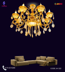 Antique Brass Candle Chandelier Lamp ( 8 Point) ,E-14 holder JH-322
