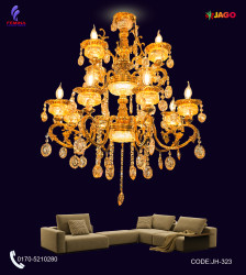 Antique Brass Candle Chandelier Lamp ( 12 Point) ,E-14 holder JH-323