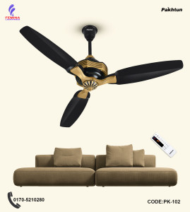 Pakhtun Khalifa - 52 inch BLDC Inverter Remote Control Ceiling Fan (Black Gold) | PK-102