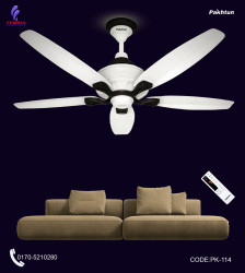 Pakhtun Penta 5- 56 inch BLDC Inverter Remote Control Ceiling Fan ( White) | PK-114