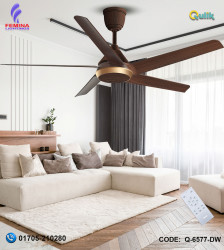 Qulik Alpha Edge 5B 53"- Decorative Energy Saving BLDC Remote Control Ceiling Fan (Dark Wood) | Q-6577-DW
