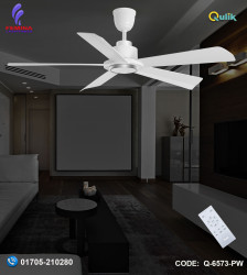 Qulik Quantom 56" Decorative Silent ABS Blade Remote Ceiling Fan (Pearl White) |Q-6573-PW