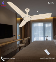 Qulik Aerovane 52" Modern Decorative Silent ABS Blade Remote Ceiling Fan (White Wood) Q-6572-WW