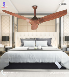 Qulik Aerovane 52" Modern Decorative Silent ABS Blade Remote Ceiling Fan (Dark Wooden) Q-6572-DW