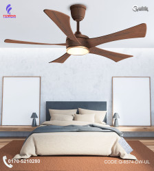Qulik Falcon 53" Decorative Energy Saving BLDC Remote Control Ceiling Fan (Dark Wood) |Q-6574-DW-UL
