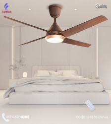 Qulik Alpha Edge 4B 53"- Decorative Energy Saving BLDC Remote Control Ceiling Fan (Dark Wood) | Q-6576-DW-UL