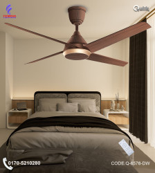 Qulik Alpha Edge 4B 53"- Decorative Energy Saving BLDC Remote Control Ceiling Fan (Dark Wood) | Q-6576-DW