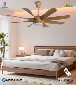 Qulik Helix UL 60"- Modern Decorative Silent ABS Blade Under light with Remote Ceiling Fan (Light Wood) Q-6522-LW