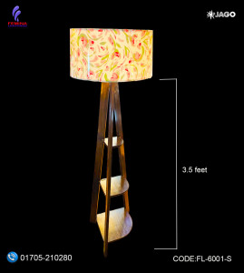 Wooden Floor Lamp – 3.5 Feet Handcrafted Elegance, For Living Room, Bedroom, Office, Café, and Lounge Spaces|Handcrafted wooden lamp| Dark Wood|FL-6001-S