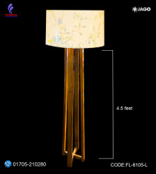 Wooden Floor Lamp – 4.5 Feet Handcrafted Elegance, For Living Room, Bedroom, Office, Café, and Lounge Spaces|Handcrafted wooden lamp| Dark Wood|FL-6105-L