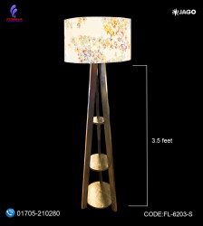 Wooden Floor Lamp – 3.5 Feet Handcrafted Elegance, For Living Room, Bedroom, Office, Café, and Lounge Spaces|Handcrafted wooden lamp| Dark Wood|FL-6203-S