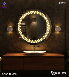 Luxury 24”/24" LED Mirror Light with 5mm Belgium Crystal Smart Touch | Soft Glow | Long-Lasting Elegance| ML-135