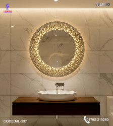 Luxury 24”/24" LED Mirror Light with 5mm Belgium Crystal Smart Touch | Soft Glow | Long-Lasting Elegance| ML-137