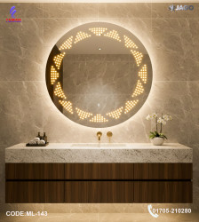 Luxury 24”/24" LED Mirror Light with 5mm Belgium Crystal Smart Touch | Soft Glow | Long-Lasting Elegance| ML-143