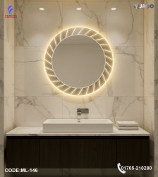 Luxury 24”/24" LED Mirror Light with 5mm Belgium Crystal Smart Touch | Soft Glow | Long-Lasting Elegance| ML-146