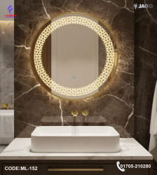 Luxury 24”/24" LED Mirror Light with 5mm Belgium Crystal Smart Touch | Soft Glow | Long-Lasting Elegance| ML-152