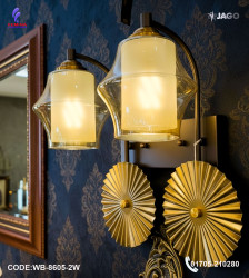 Jago Double Antique Brass Wall Lamp – Contemporary Indoor LED Wall Light |WB-8605-2W