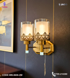 Jago Double Antique Brass Wall Lamp – Contemporary Indoor LED Wall Light |WB-8606-2W