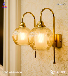 Jago Double Antique Brass Wall Lamp – Contemporary Indoor LED Wall Light |WB-8609-2W