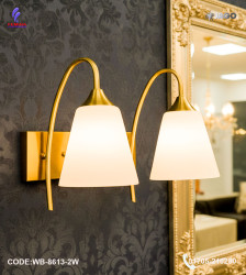Jago Double Antique Brass Wall Lamp – Contemporary Indoor LED Wall Light |WB-8613-2W