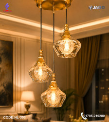 Metal & Glass 3 Point Hanging Light | Modern E27 Pendant Light | Femina Lightings |HL-350